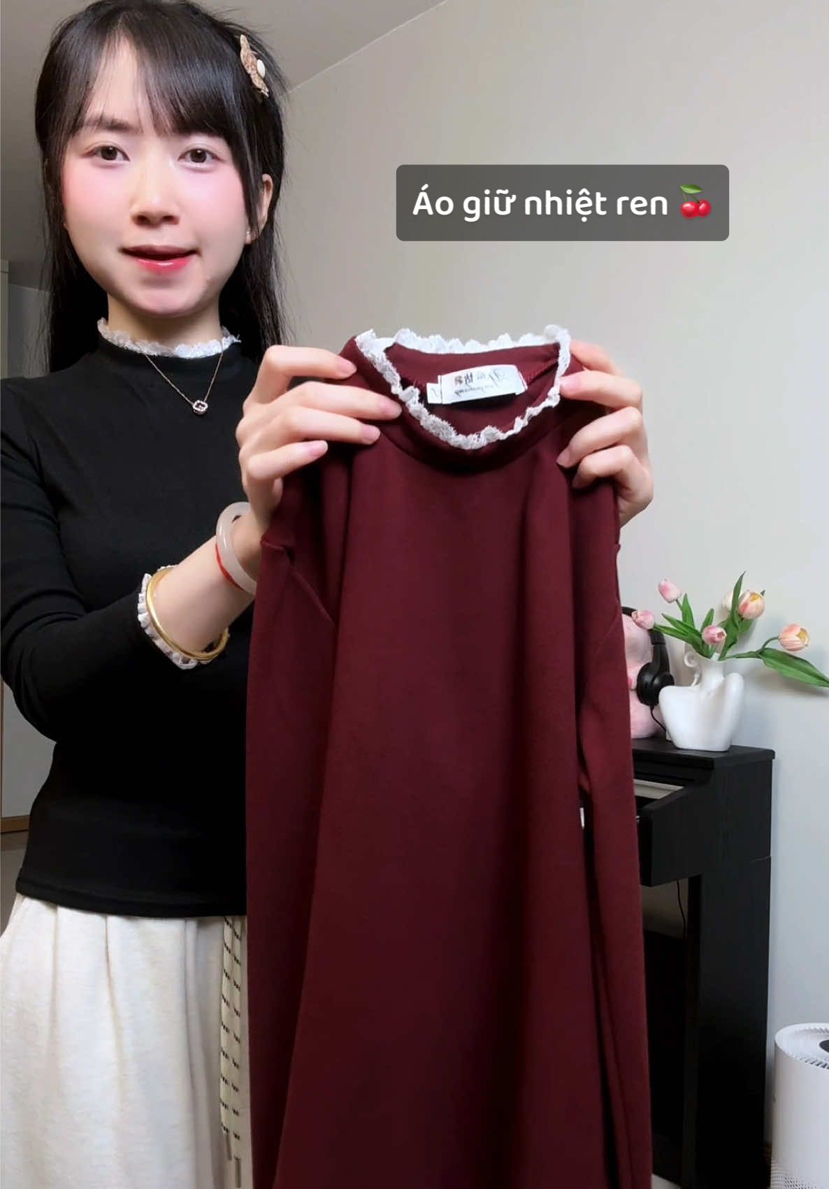 Áo giữ nhiệt mà đẹp cỡ này ❄️🍒✨ #xuhuong #aogiunhiet #meozbasic 