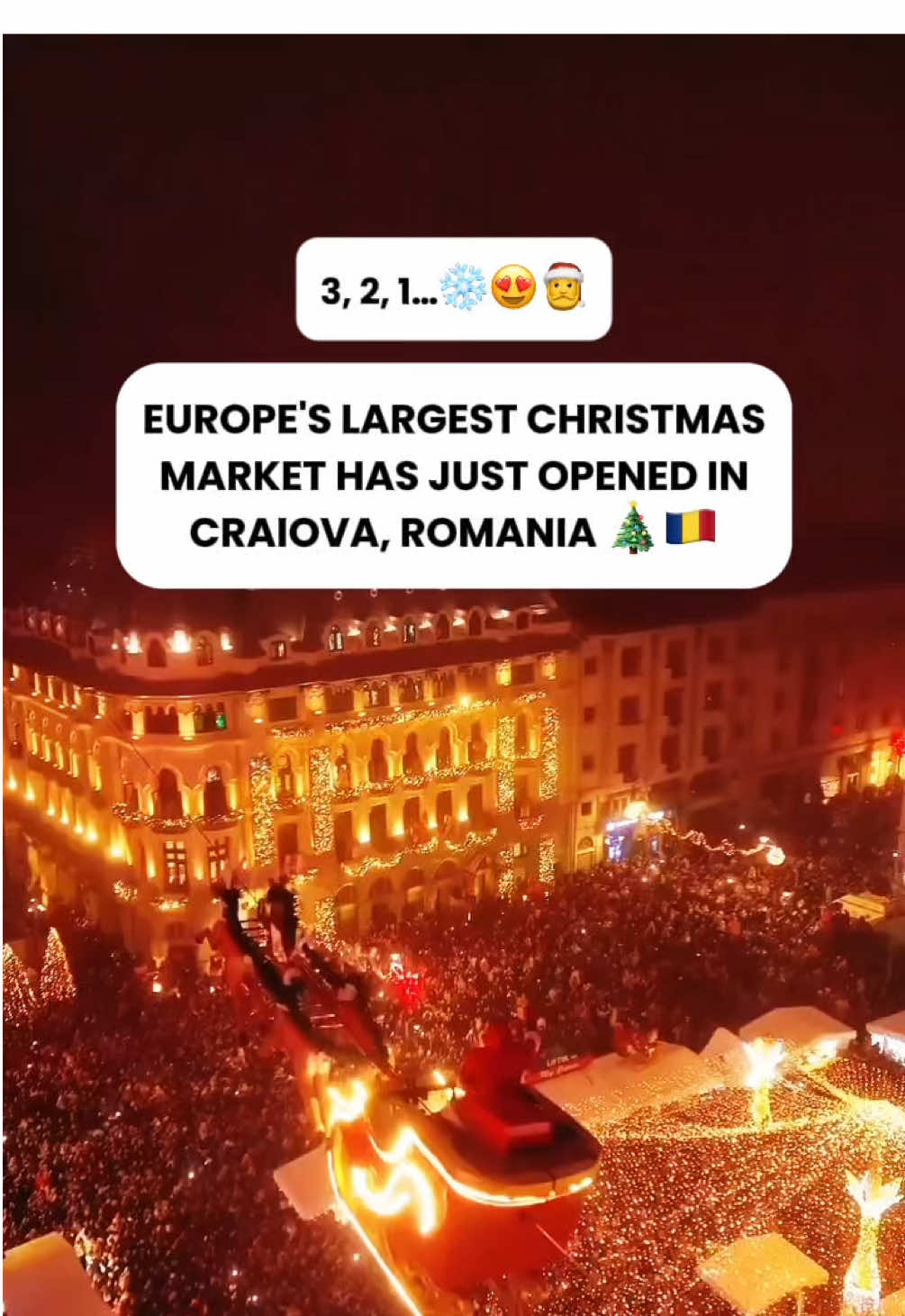 Europe’s biggest Christmas market is now in Craiova✨ A winter wonderland at Craiova Christmas Market, open from November 14, 2025, to January 4, 2026.  Enjoy festive lights, charming stalls, handmade gifts, and seasonal treats that make the holidays magical🇷🇴 #romania #craiova #christmas #christmasmarket #europe               
