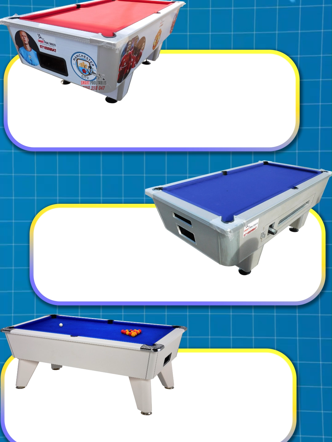 3 tiers pool tables available at Smart Pool Tables &their price ranges... for any enquiries, call or whatsapp 0710 359 047 or visit any of our shops in Nairobi (Kariobangi), Nakuru (Naka) or Embu (Mururi) #pooltable #fypp #smartpool #fyp #pooltables #pooltournament