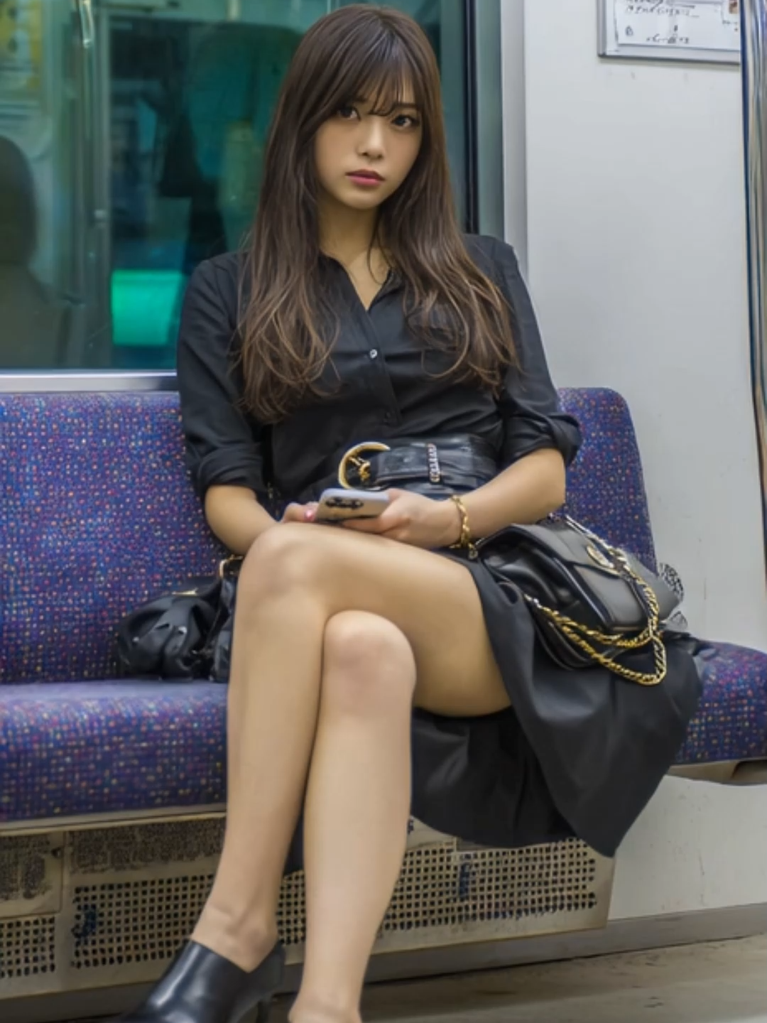Train home#fyp #commute #subway #train #japan #shibuya #tokyo #coolgirl #evening #lookbook #model #ChillMusic #happy #idol #fashion #shinjuku #tokyofashion #photography