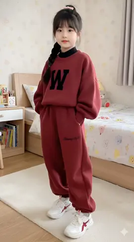 SÉT bộ nỉ bông tàu in hình hoạ tiết W cho bé gái#thoitrangmuadong #quanaonichobe #thoitrangbegai #bothudongbegai #quanaochobe 