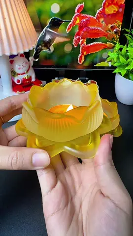 Đế Nến Hoa Sen Lưu Ly, Màu Trăng, Vàng, Xanh#denenhoasen #huongtichcuc74 #huongchiase74 