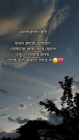 ভালোবাসা কি? যখন কারো আচরণ তোমাকে প্রায় মেরে ফেলে তবুও তোমার হৃদয় তাকে ঘৃণা করতে পারে না😌💔 #bdtiktokofficial #trending #fyp #caption #A♡R @TikTok Bangladesh @Roza💝 