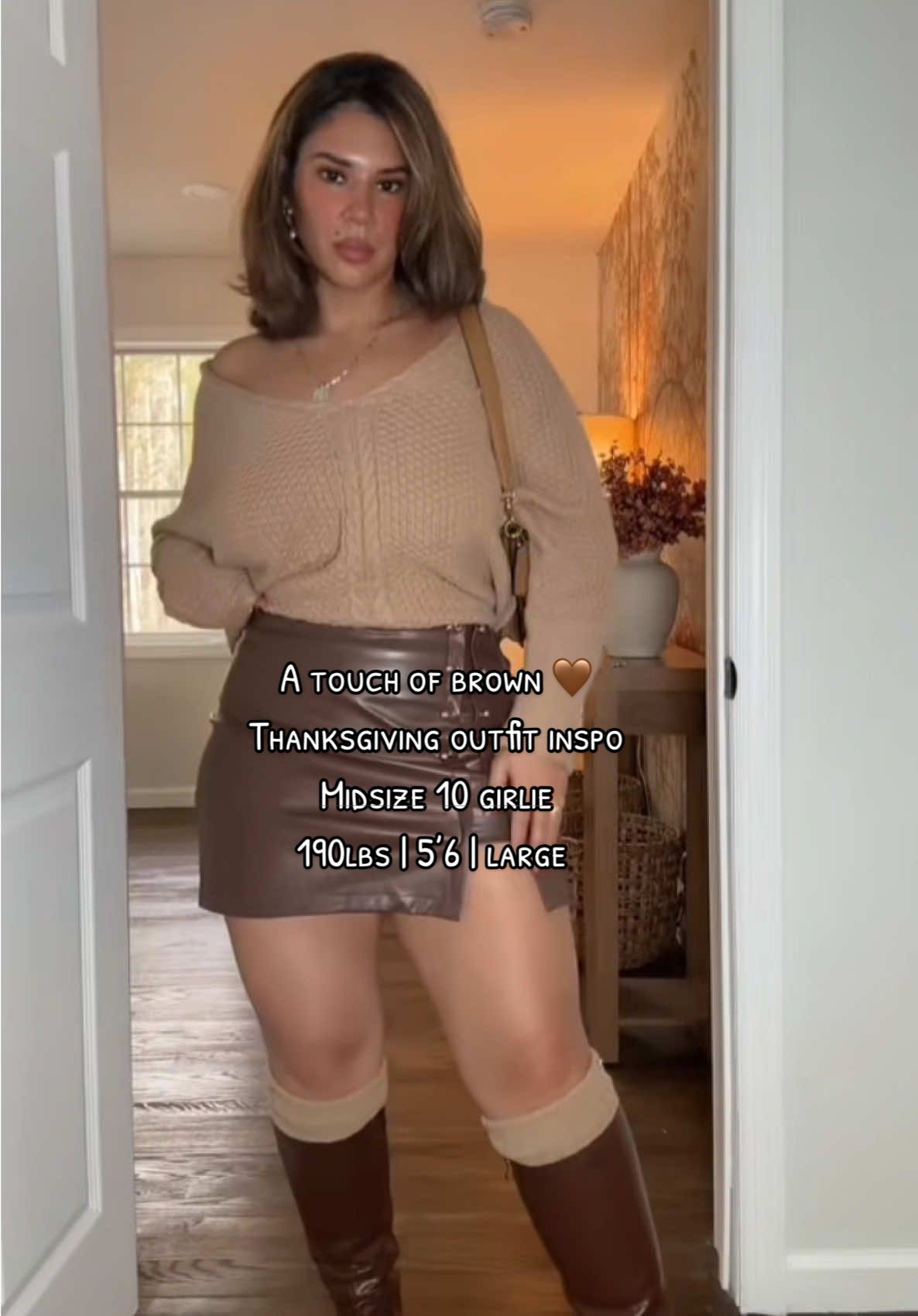 Fifty shades of brown 🤎🍂 #outfitideas #falloutfits #thanksgivingoutfit #midsizefashion #holidayoutfit 