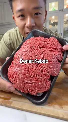 Doner kebab recipe at home. Been seeing this method everywhere so I had to give it a try and it turned out amazing Ib: @MezeMike  Ingredients: 700g ground meat 1 onion 1 tbsp garlic powder 1 tbsp smoked paprika 1 tbsp ground cumin  1 tbsp ground coriander 1 tbsp salt 1 tbsp pepper 2 tbsp olive oil 3 tbsp Greek yogurt #doner #kebab #wrap #EasyRecipes #groundmeat 