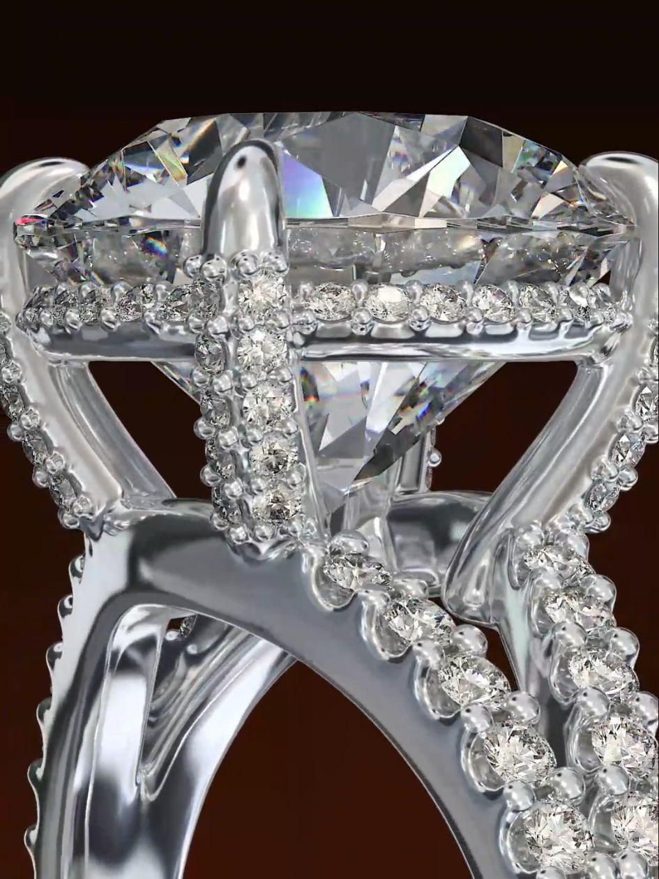 A luminous 7 carat promise, embraced by a carat of diamonds crafted for eternal brilliance. ✨️ . . . #BestCustomJewelers #custom #trending #foryoupage #fyp 