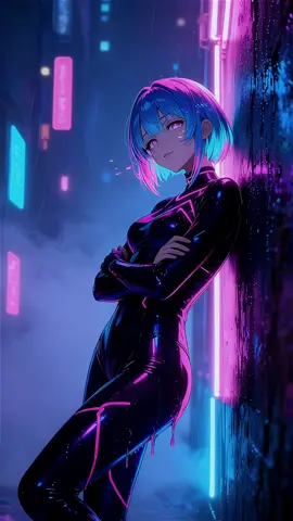 Neon rain. Cyberpunk silence. Gl!tch.exe is loading… #cyberpunkgirl #glitchexe #aesthetical  #neoncore #aiartdaily 
