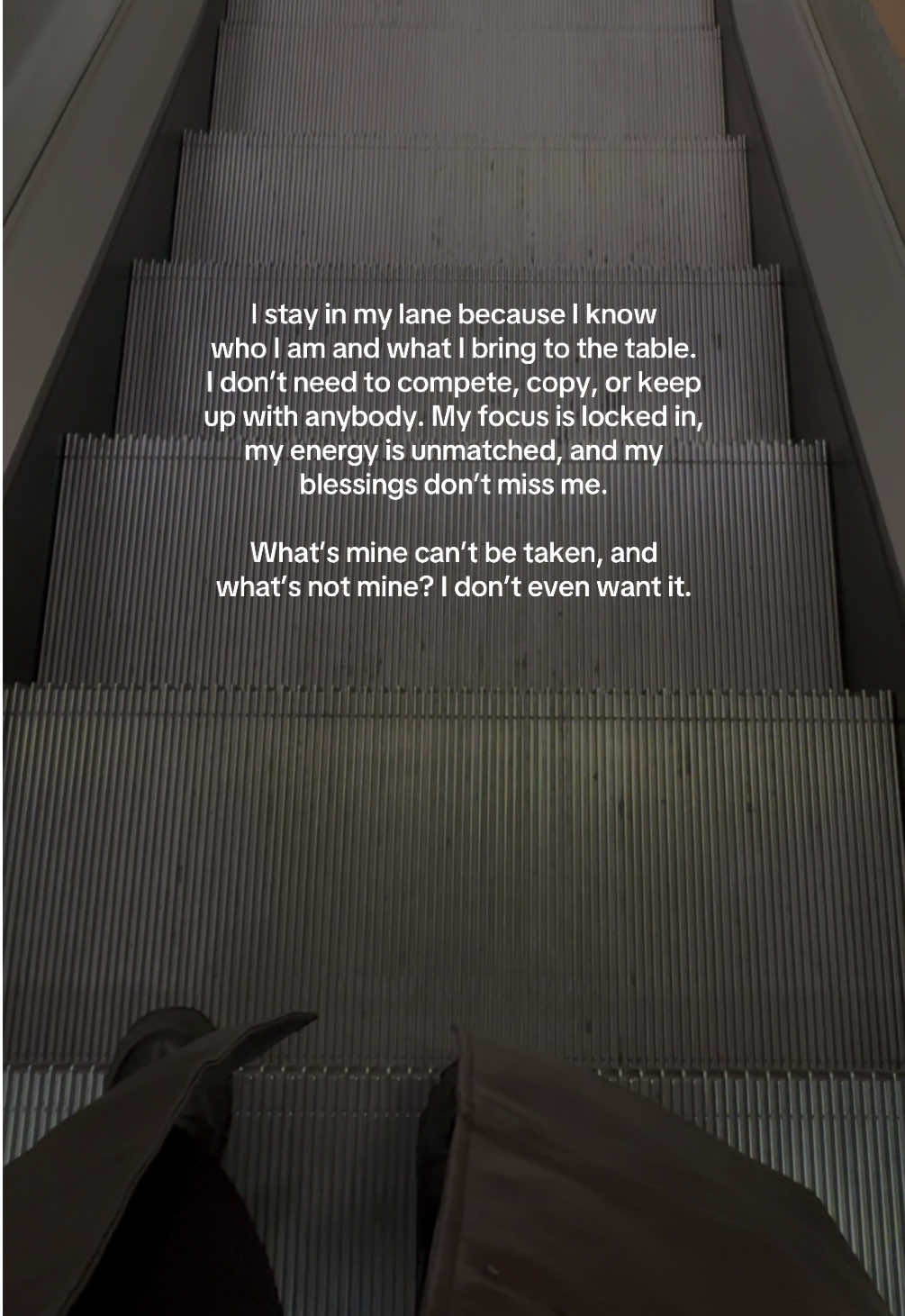 I stay in my lane because I know  who I am and what I bring to the table. I don’t need to compete, copy, or keep up with anybody. My focus is locked in, my energy is unmatched, and my blessings don’t miss me. What’s mine can’t be taken, and  what’s not mine? I don’t even want it. #deeplines #quoteoftheday #fyp #goviral #foryou 