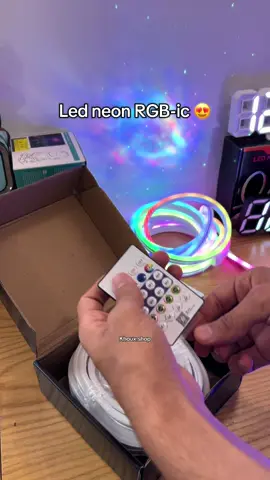 Led neon RGB-ic 😍 إمكانية التحكم عبر ريموت أو تطبيق(Mr star) ✅ 5 metre ✅ #fyp #ledlights #neon #ledneon 