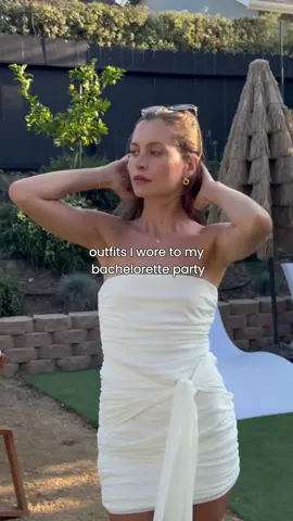 bachelorette outfit ideas from @natashaperry 🤍✨ which look is your fave? shop now via link in bio #bachelorette #bacehloretteparty #bridaltok #butteryellow #whitedress