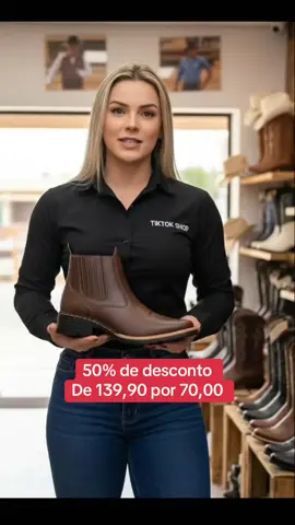 Linda!! Botina country masculina na promoção com 50% de desconto 😱 #botina #botadecouro #oferta #tiktokshop 