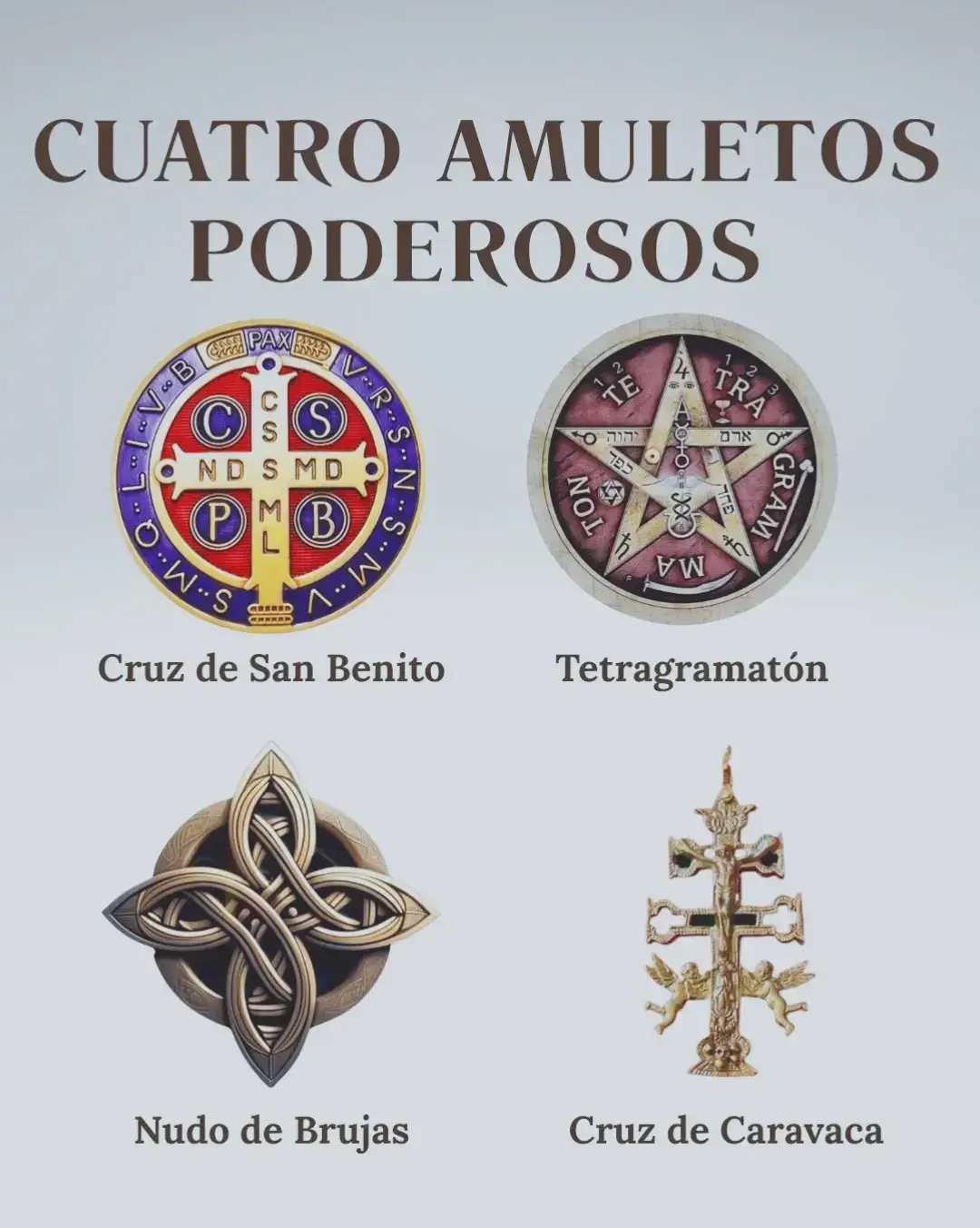 ¿Te estás iniciando en el camino? 🌙 Aquí tienes una lista de poder para tu altar o botánica mágica: 🛡️ Amuletos de Poder: · Cruz de San Benito · Tetragramatón · Nudo de Bruja · Cruz de Caravaca 💎 Gemas de Energía: · Ojo de Tigre · Ónix · Turmalina · Drusa de Amatista 🌿 Hierbas & Purificación: · Atado de Hierbas · Vela Negra · Spray Áurico · Baño de Sal ¿Cuál te falta en tu colección? Dime en comentarios 👇 Hashtags: #Esoterismo#Magia #Protection #Cristales #Espiritualidad