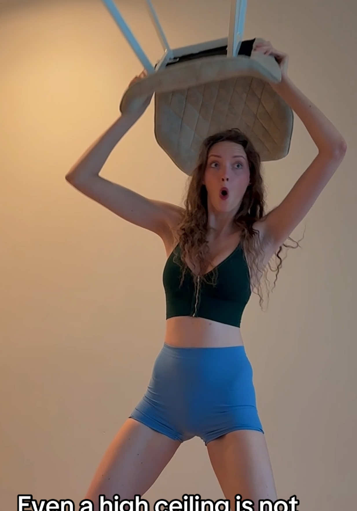 Tal Girl Crushes Ceiling😱 #tallgirl #fail #legs #funnytiktok #relateable 