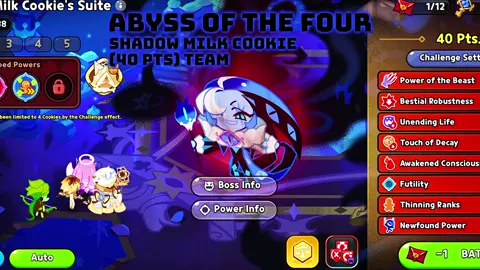 Shadow milk cookie suite team 40 pts (Abyss of the four) #cookierunkingdom #crk #guide #nuahsyed 