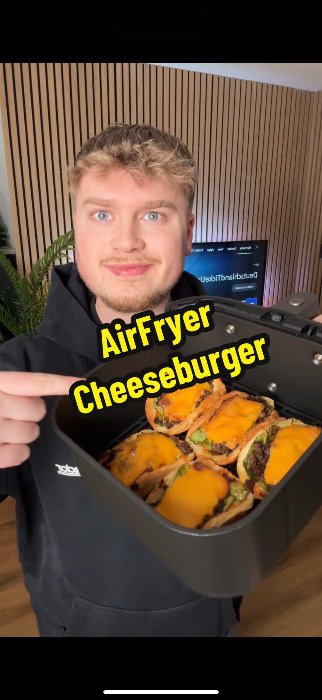 Diese AirFryer-Cheeseburger sind der ABSOLUTE Traum! In unter 10min😍😱#AirFryer #Rezept #Food #Burger 