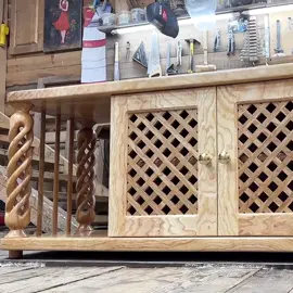part 2 .Diy. Ash TV stand with wooden spirals and hinges. Brass door handles. Wooden lattice #woodworking 