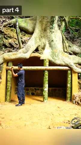 50 Days of Chiseling Rocks to Build an Underground House Under a Giant Tree, Survival Camping Alone #bushcraft #survival #camping #wildlife #shelter 