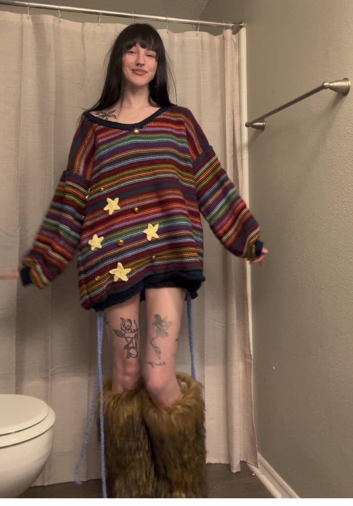 dare i say my best knit sweater so far #knitting #fyp #crochet 