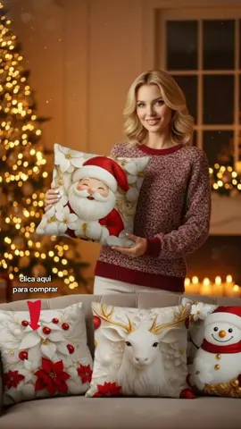 🎅🏻🎁 Kit 4 Capas Natalinas- Papai Noel, rena, árvore e boneco de neve pra deixar o sofá no clima! 🎄✨ #tiktokshopblackfridaybr #natalina #natal #almofadas #enfeitesdenatal 