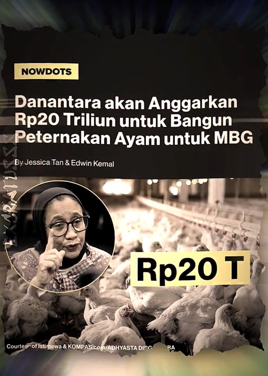 Danantara alokasikan dana fantastis Rp20 Triliun untuk membangun dan membiayai peternakan ayam, baik pedaging maupun petelur, demi mendukung penuh program Makan Bergizi Gratis (MBG) dan memperkuat ketahanan pangan nasional. #KetahananPangan #Danantara #MakanBergiziGratis #PeternakanAyam #news 