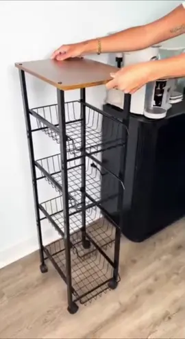 Fruteira de Chão Cozinha em Aço, MDF Amadeirado. #fruteira #fruteiradechao #fruteiraaco #fruteiramdf #fy 