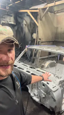 Going over this blazer after its second alkaline paint removal dip. #blazer #chevy #restoration  #automotive