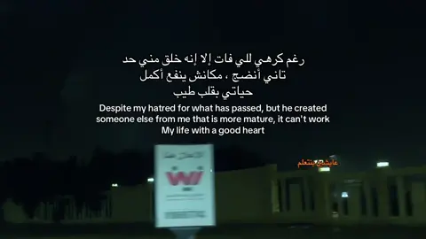 رغم كرهي للي فات إلا إنه خلق مني حد تاني أنضج ، مكانش ينفع أكمل حياتي بقلب طيب Despite my hatred for what has passed, but he created someone else from me that is more mature, it can't work My life with a good heart