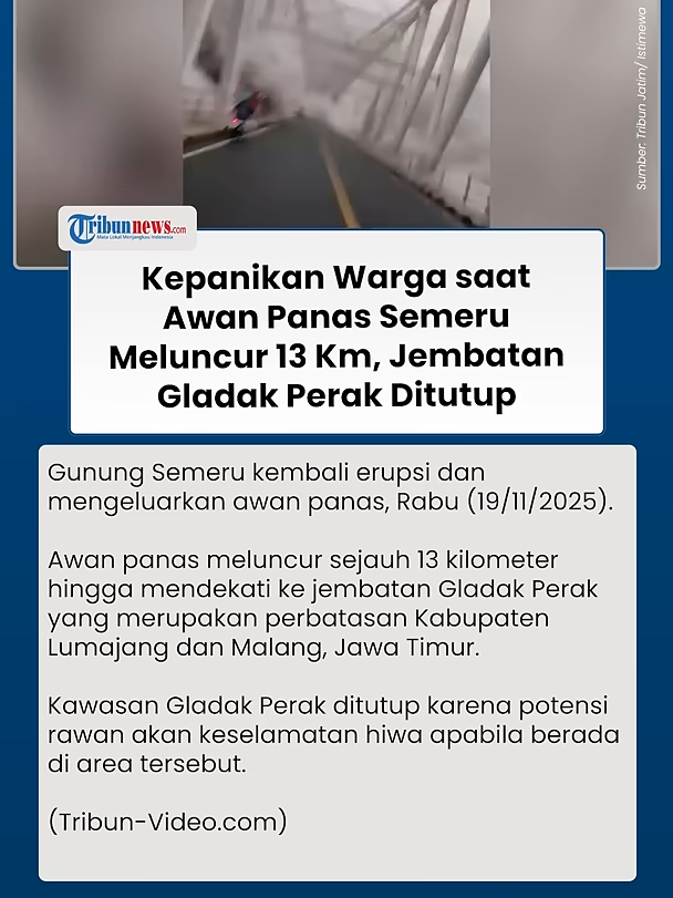 Detik-detik Letusan Gunung Semeru Sampai Jembatan Gladak Perak, Awan Panas Meluncur 13 Km #letusangunung #semeru #beritaterkini #tiktokberita