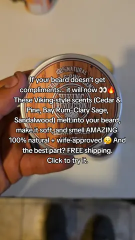 Level up your beard instantly with these 100% natural beard balms. Soft feel, clean scents, and wife-approved freshness. Cedar & Pine, Bay Rum, Clary Sage, Sandalwood  all designed to condition, tame, and make your beard smell incredible. Free shipping + fast results. Tap to shop.  #BeardCare  #BeardProducts  #BeardGrowth  #BeardTok  #MensGrooming 