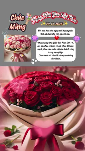 Nhân ngày Nhà giáo Việt Nam 20/11, em xin chúc cô luôn có sức khỏe dồi dào, hạnh phúc viên mãn và luôn thành công trong sự nghiệp. Cảm ơn cô đã dìu dắt chúng em bằng cả trái tim. #nhagiaovietnam #xuhuongtiktok #yeuthuongbanthan #CapCut 