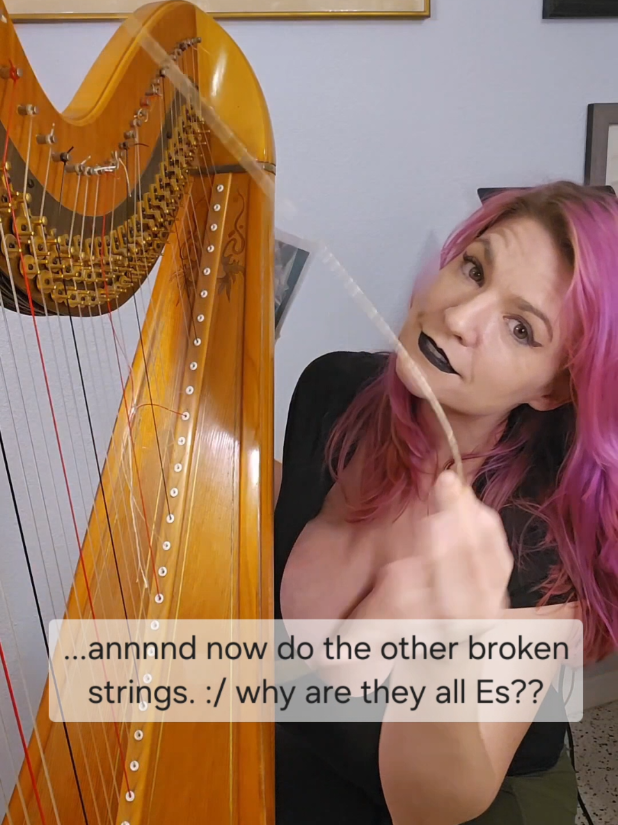 Sometimes the harp is more complicated than the sewing machine. Why is nothing in my life simple? 😆 #harp #hobby #music #chimeracostumes #howto 