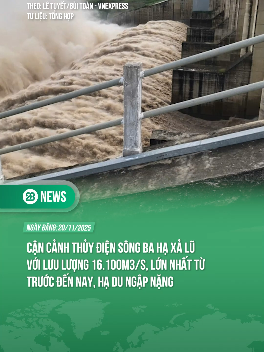 CẬN CẢNH THỦY ĐIỆN SÔNG BA HẠ XẢ LŨ VỚI LƯU LƯỢNG 16.100M3/S, LỚN NHẤT TỪ TRƯỚC ĐẾN NAY, HẠ DU NGẬP NẶNG #theanh28 #theanh28news #tiktoknews