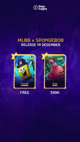 Dikonfirmasi MLBB x SPONGEBOB hadir pada tanggal 19 Desember #bagosupply #mobilelegends #MLBBXSpongeBob 