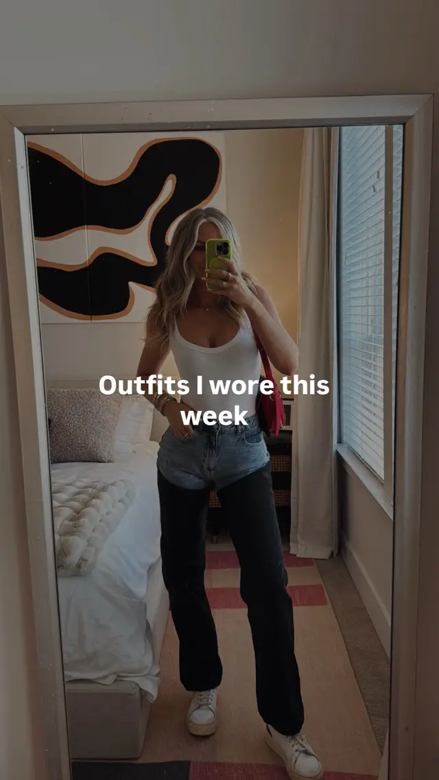 As a 30 year old girl navigating work, workouts, date nights, girls dinner, nights out, etc - here’s what I wore this week #OutfitsOfTheWeek #whatiworethisweek #OOTD #outfitsinspiration #30sstyle 