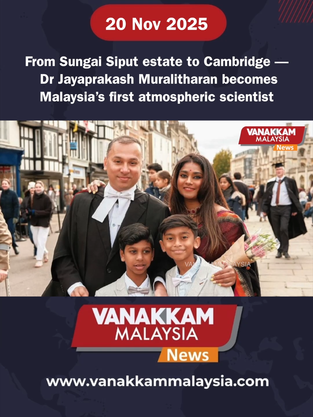 From Sungai Siput estate to Cambridge — Dr Jayaprakash Muralitharan becomes Malaysia’s first atmospheric scientist #latest #vanakkammalaysia #SungaiSiputestate #Cambridge #DrJayaprakashMuralitharan #becomes #Malaysia #firstatmosphericscientist #trendingnewsmalaysia​ #malaysiatamilnews​ #fyp​ #vmnews​ #foryoupage