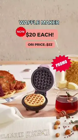 Waffle Maker- INSTOCK!  $22 Each!  Easy and fast operation for a quick meal, summer party or a family event!  Available in Black, White and Red!  Size: ‎ 160mm × 120mm  FREE DELIVERY NATIONWIDE for all purchases of $30 and above from us!  Message us at +673 8623969 to get yours now! ✉