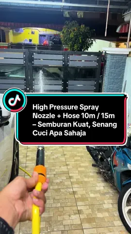 High Pressure Spray Nozzle + Hose 10m / 15m – Semburan Kuat, Senang Cuci Apa Sahaja.#nozzlespray #highpressurenozzle 