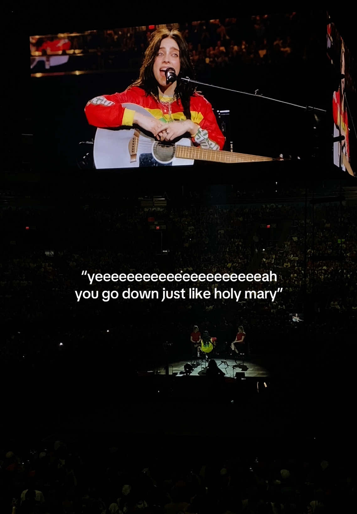 whoever screamed it REALLY WAS THAT LOUD BRO like damn I’m impressed #billieeilish #hmhastour #hitmehardandsofttour #ghost #maryonacross 