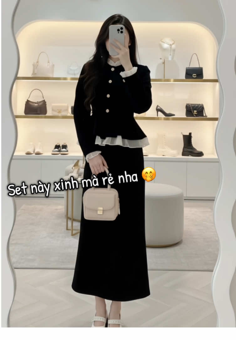 Set Áo Nhung Kèm Chân Váy Dáng Dài XIXEOSHOP. #setao #setaochanvay #chanvay #xuhuong #xixeoshop 