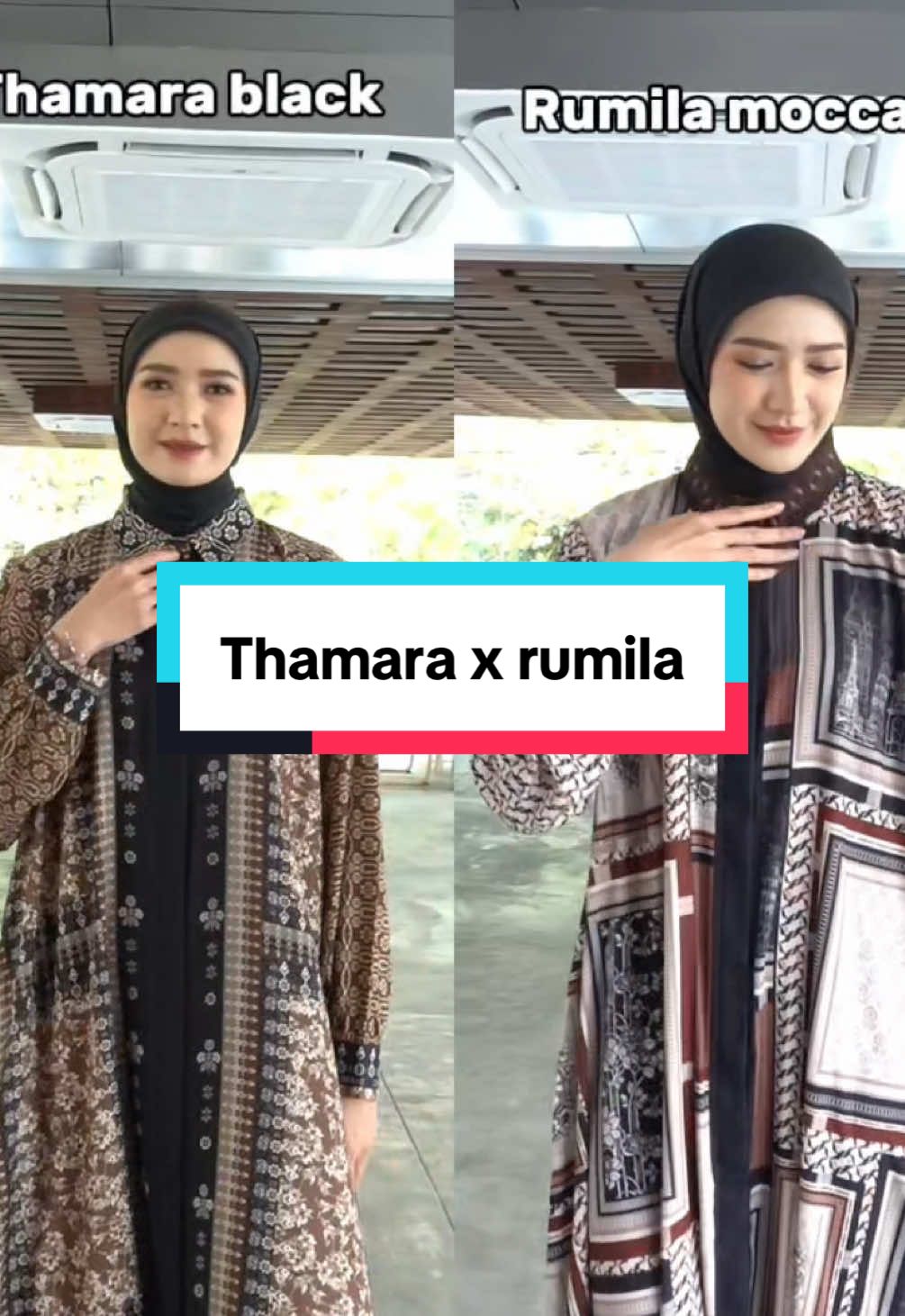 Thamara x rumila kalian lebih suka yang mana? Pilihan yang sulit karna keduanya sama sama cantik🥰#fypage #ootdhijab #atasanwanita #guncangpromo1111 #outfitideas 