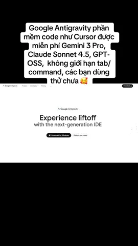 Google Antigravity phần mềm code như Cursor được miễn phí Gemini 3 Pro, Claude Sonnet 4.5, GPT-OSS,  không giới hạn tab/command, các bạn dùng thử chưa 🥰#softwareengineer #8syncdev #LearnOnTikTok #trending #ai 