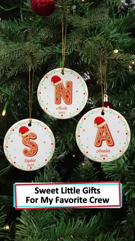 Each ceramic ornament has our initials, reminding me how special our team truly is this season 🎄 #wanderprints #personalized #gifts #Christmas #giftforcoworker
