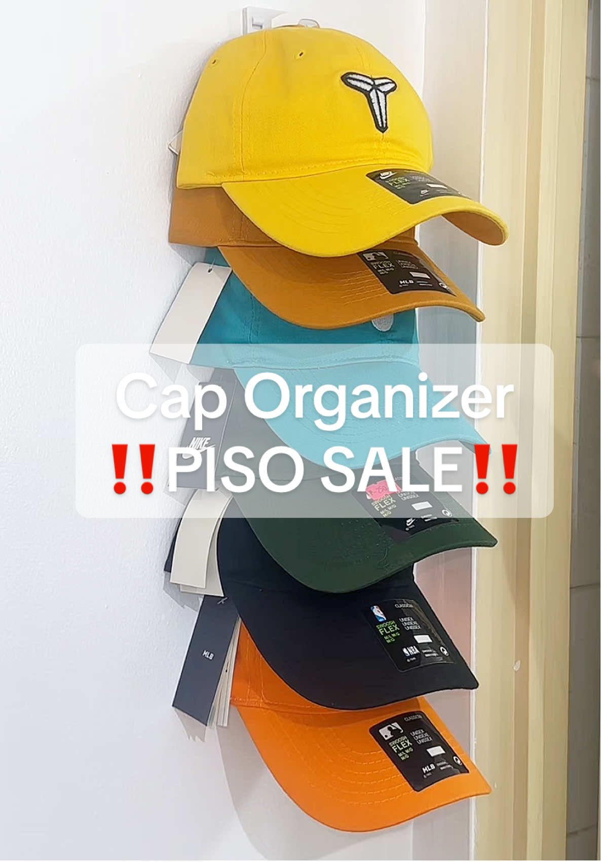 Cap Organizer Non-Slip Hooks Over-Door Hanging Shelf Compact Closet Accessory for Sports Caps Storage #cap #hatstorage #caporganizer #trending #capstorage 