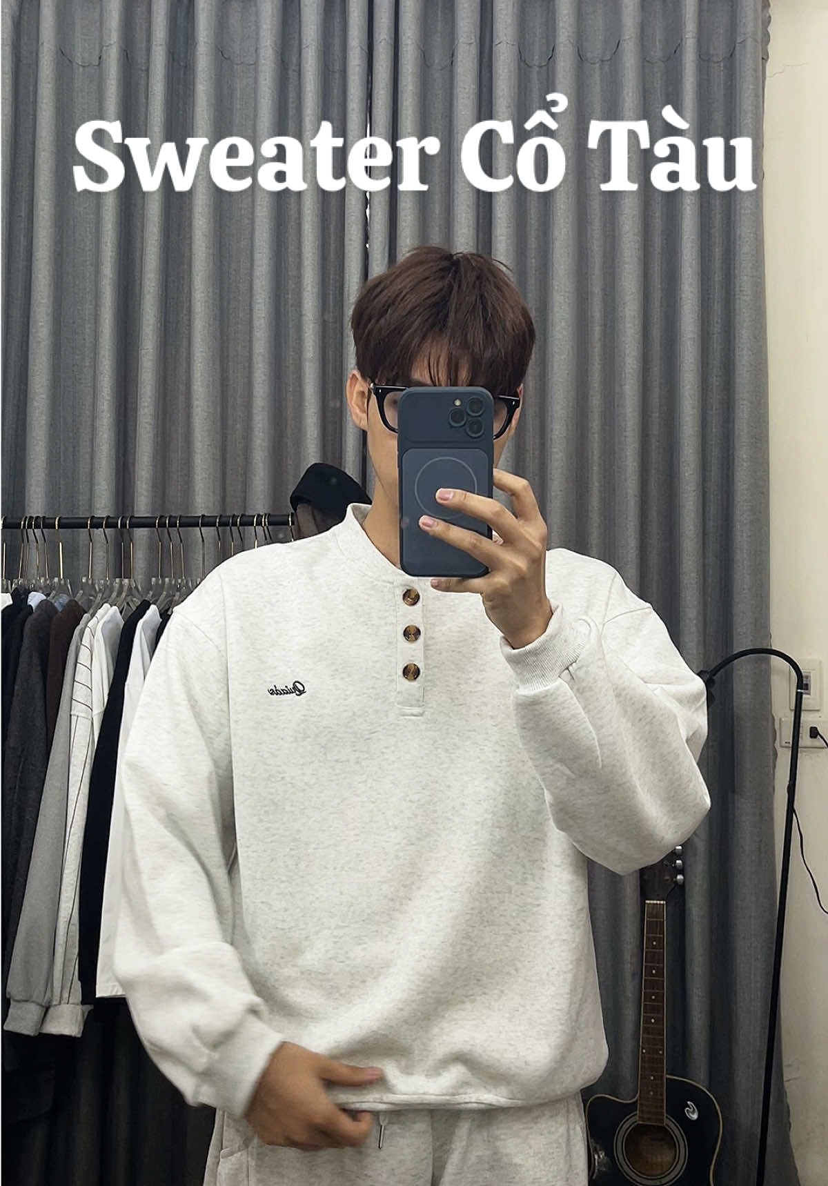 Sweater cổ tàu xám tiêu nhé ae #aosweater #aoni #outfit #xuhuong #fyp 