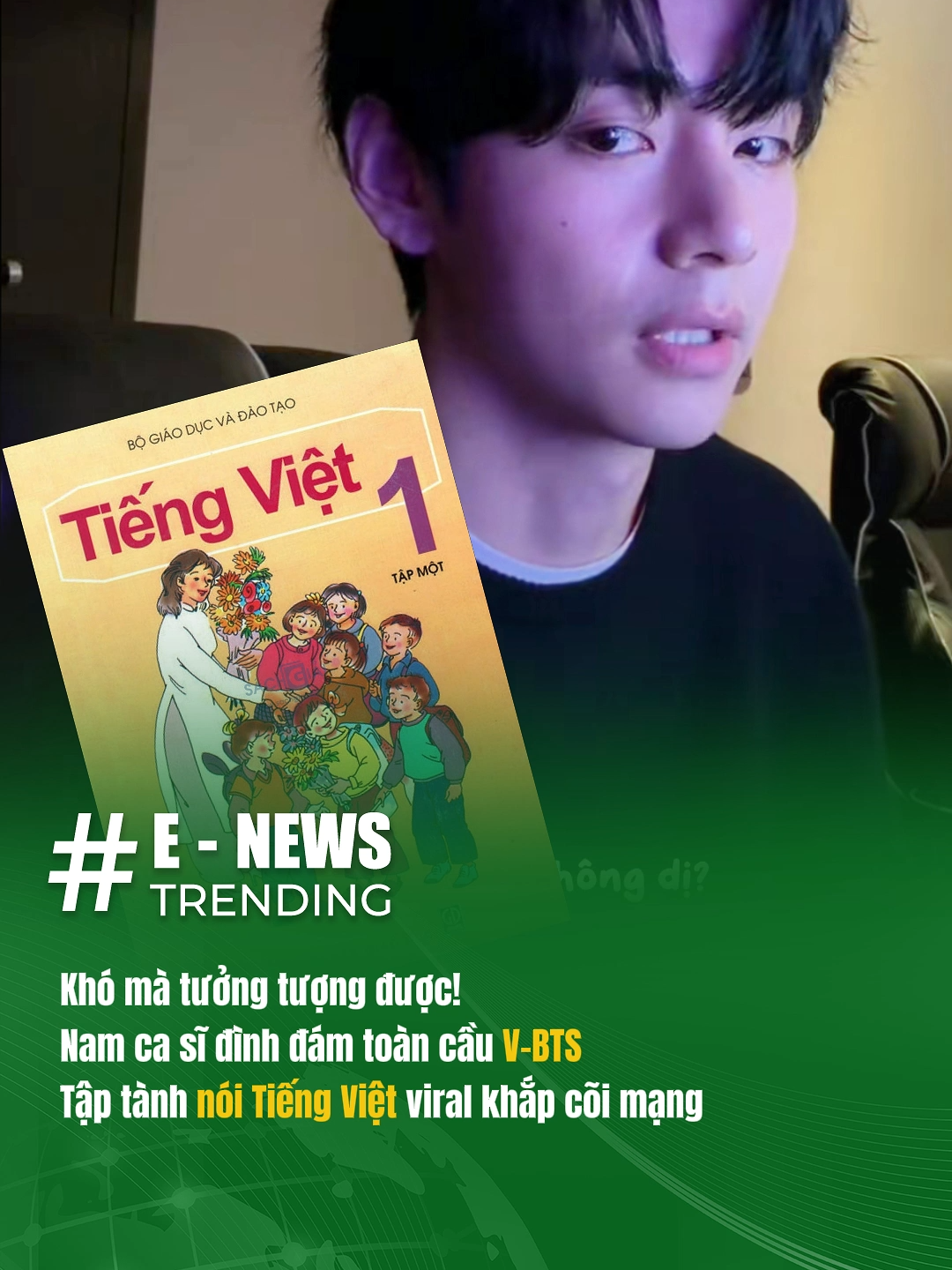 Sau sự kiện Hàn Quốc đưa tiếng Việt vào kỳ thi đại học, nam ca sĩ V BTS ngồi tập tành nói Tiếng Việt khiến người hâm mộ hào hứng #enewstrending #viral #vbts #teahyung #tuhaovietnam
