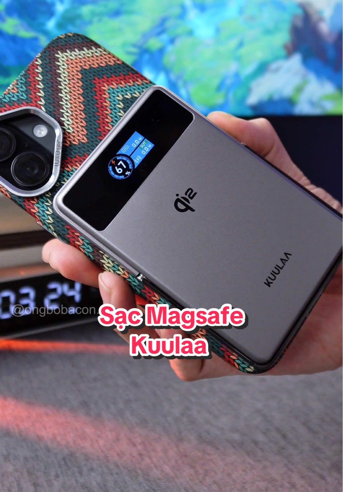 Sạc dự phòng magsafe chuẩn Qi2 có màn hình báo công suất sạc #ongbobaconreview #LearnOnTikTok 
