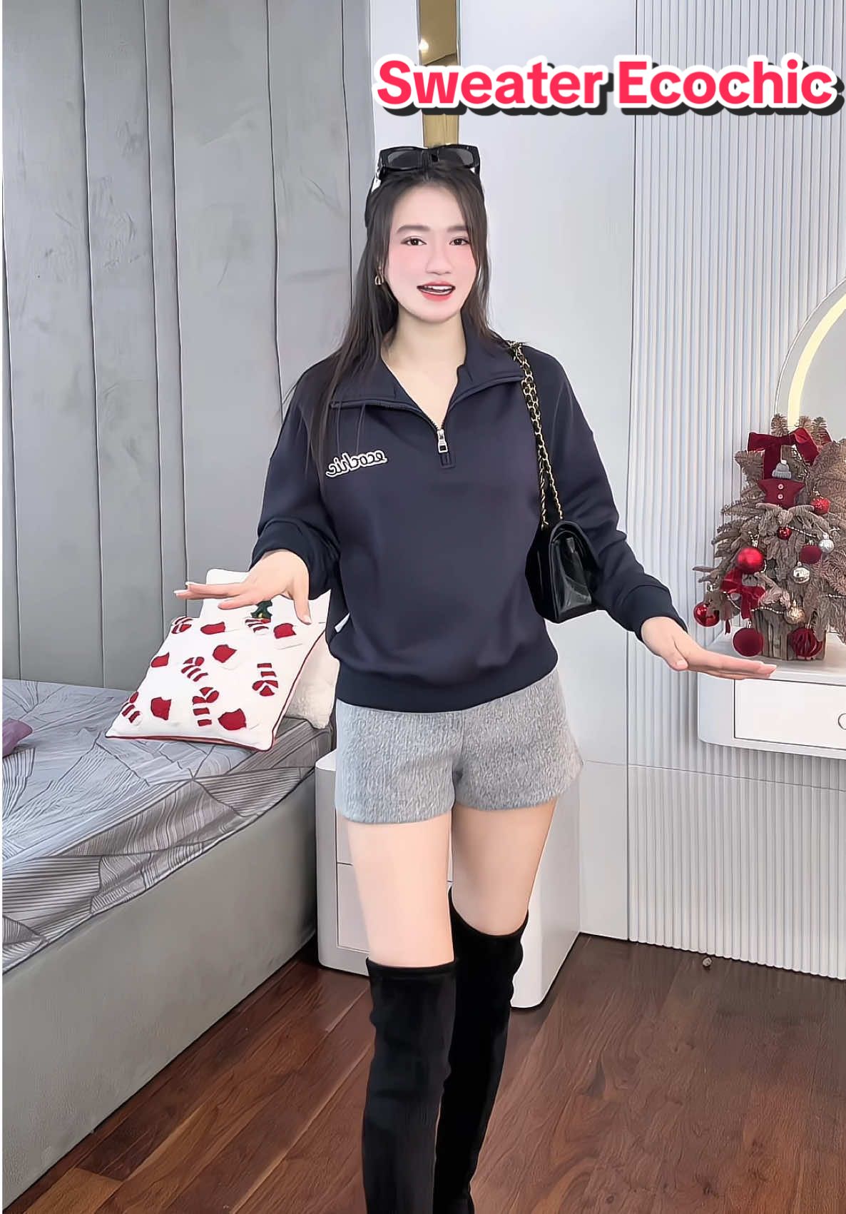 Áo Sweater Khoá Kéo ECOCHIC #aosweater #ecochicvn #ecochic #quynhchanhsa 