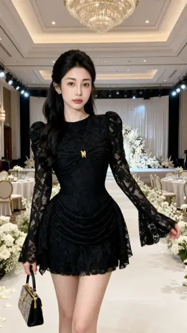 Đầm ren tay dài loe #damthietke #phoidoxinh #vaydutiecsangchanh #vayren #thoitrangnu 