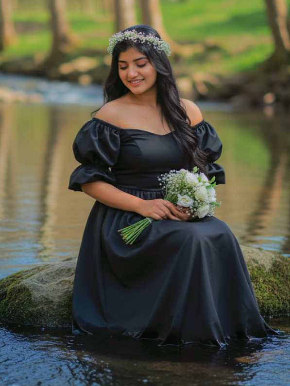 Black theme dress photoshoot..📸 එයා හරි ලස්සනයි නේද..❤️ #fyg #viral #gemini #prompt #100k 