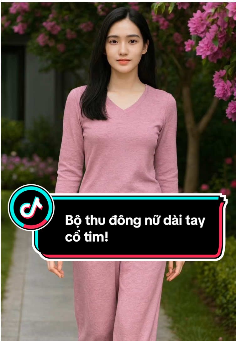 Bộ thu đông nữ dài tay cổ tim #thoitrangbonmua #xuhuong 